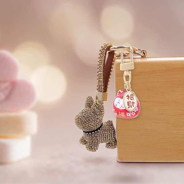 3 st Lyckokatt Nyckelringar, Japansk Lyckokatt Keramisk Vinkande Katt Spänne Nyckelring Feng Shui Lyckokatt Maneki Neko Nyckelring För Handväska Ryggsäck Nyckel C