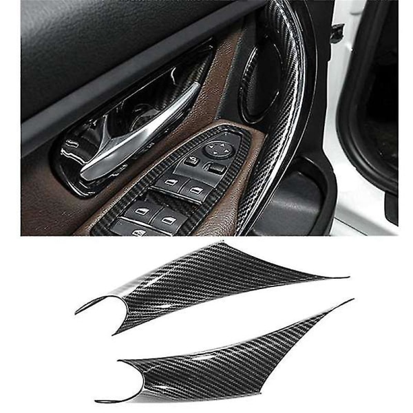 2 stk indre dørtrekkhåndtak på innsiden av dekseletui for 3/4-serien F30 F35 2012-2018（karbonfibermønster）