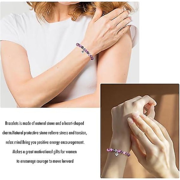Inspirerande armband för kvinnor, gåvor till examen, födelsedag, jul, mors dag, alla hjärtans dag, tacksägelse, lärare, lila