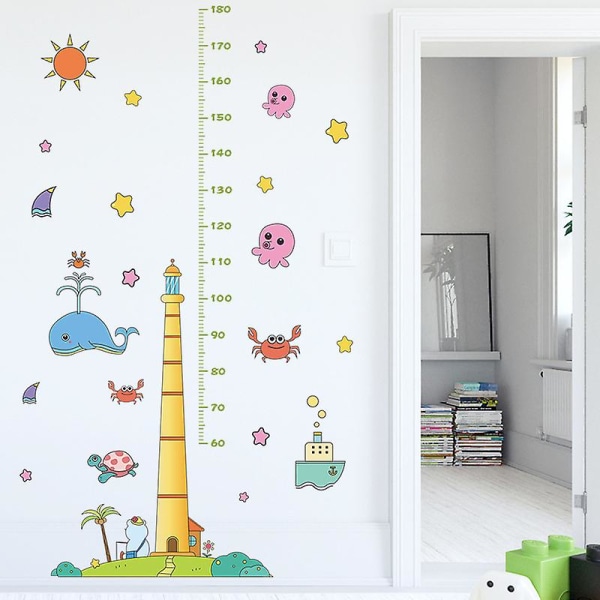 Tegneseriemønster Baby Højdemåling Wall Sticker til Nursery Baby Kids Room, 1 sæt