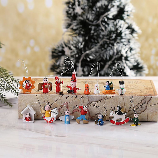 Mini Julgranspynt i Resin, Set om 48 - Rustika Juldekorationer - Små Miniatyrjulgranspynt - Tomte, Snögubbe, Pepparkaksgubbe, Ängel