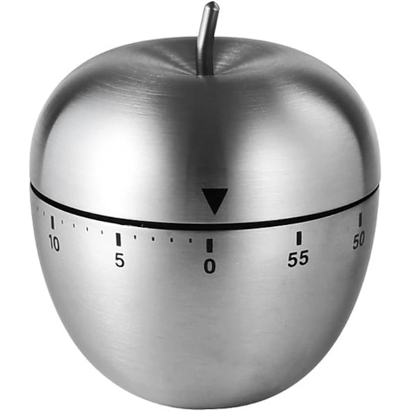 Apple Kjøkken Timer Manuell, Rustfritt Stål Mekanisk Roterende Alarm 60 Minutter Nedtelling Søt Apple-Formet Timer for Kjøkken Matlaging Læring