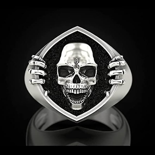 Ghyt Dödskalleringar för män Gotisk smycken Punk Hjärtringar för par Flickor Kvinnor Rhinestone Legering Y2k Fest Cyklist