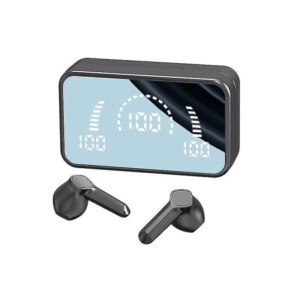 Bluetooth headset spejl storskærm trådløst binauralt mobiltelefon headset（sort）