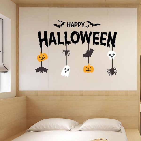 Halloween-seinätarrat Riippuvat kurpitsa Hämähäkkikaramelli seinätarrat Halloween-kodinsisustus Irrotettava DIY-seinätaide lapsille Pojille huone Lastenhuoneen luokkahuone