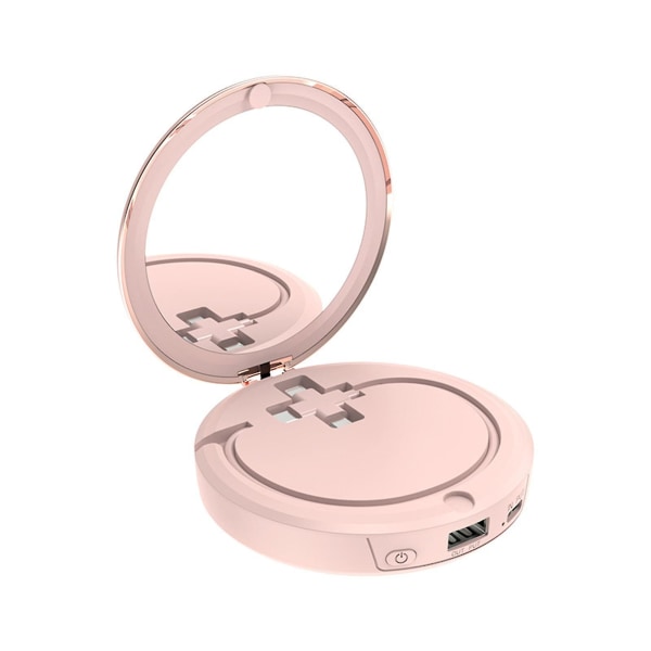 Multifunktionel håndvarmer 3 i 1 makeup spejl håndvarmer Treasure Charging Treasure Varm baby håndvarmer Treasure（Pink）