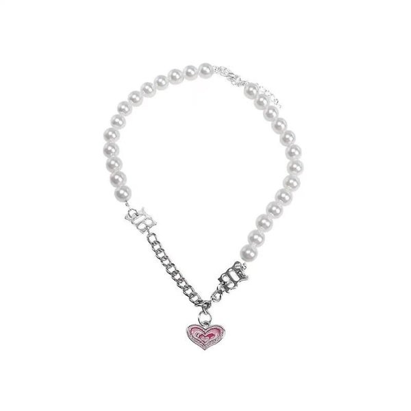 Pink Peach Heart Diamond Pendant halskæde