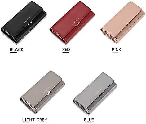 Dam Läder Clutch Plånböcker Stor Kapacitet Pengar Organizer Multi Kort Myntväska