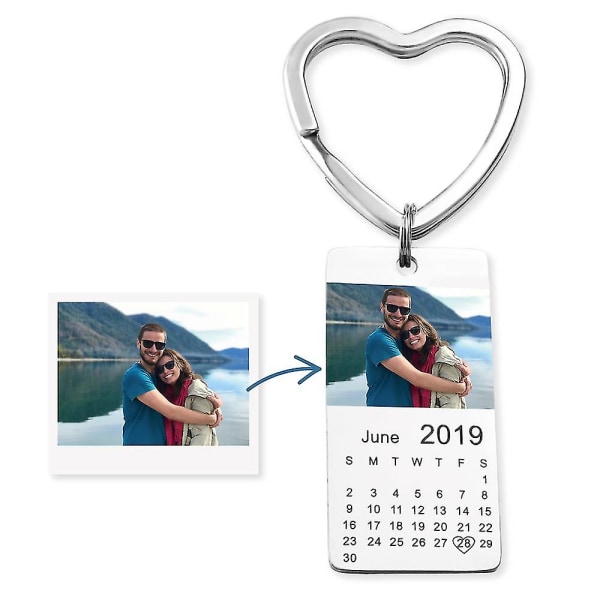 Anpassad fotokalenderårsjubileum nyckelring Kärleksdatumgåva