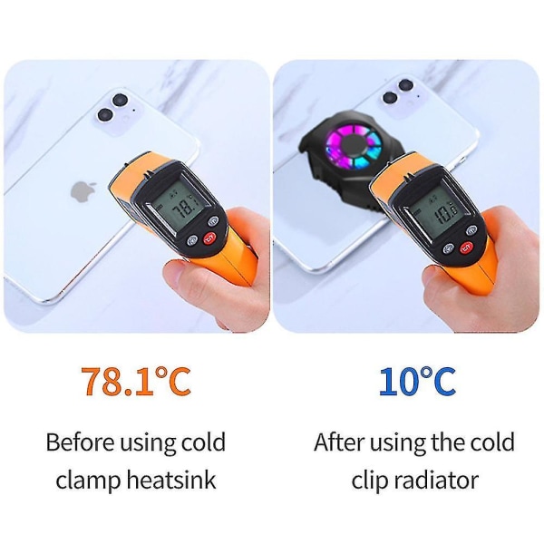 Mobiltelefonradiator kjøler ned telefonen med kald luft og is for raskt å kjøle ned telefonen og forhindre at den blir varm（svart）