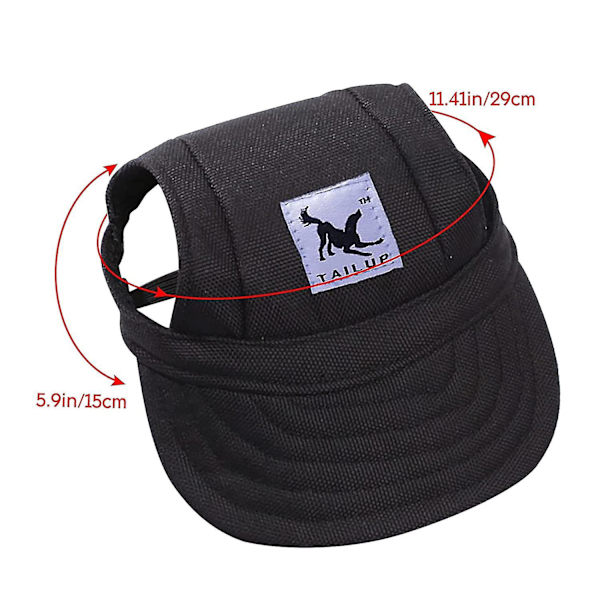 Hatt för hundar, solskyddskeps med öronhål Sommarhund Katt Basebollkeps Valphatt UV-skydd (M, Svart)