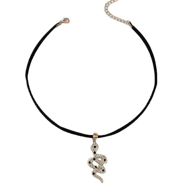 Snake Cobra Gothic Grunge Velvet Short Necklace Choker（Sølv）