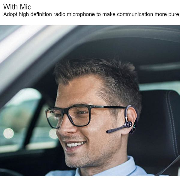 Bluetooth-hörlurar med digital display, 270 graders rotation, trådlöst handsfree-headset med mikrofon för affärer, kontor och bilkörning