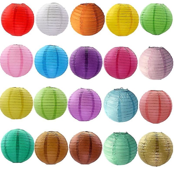 12 STK papirlykter Flerfargede dekorative runde papirlanterner til festivalfestjubileum med 4 størrelser