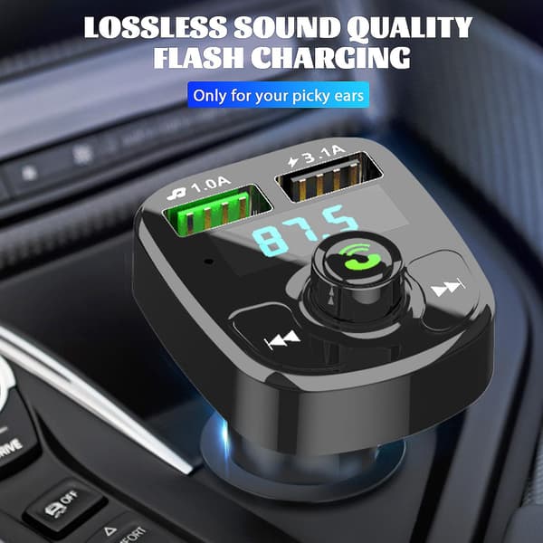 Bluetooth-kompatibel bil Mp3-spiller 3.1a dobbel USB hurtiglading strømadapter bilaccessoirer（Touch-tone）