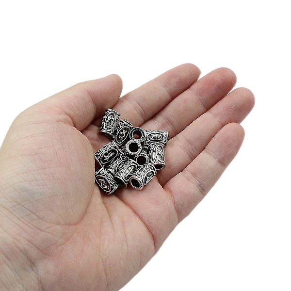 48 st skäggpärlor viking skäggpärlor runhårpärlor flätning skägg charmig exotisk stil dreadlocks tillbehör metall dreadlocks flätning silver DIY