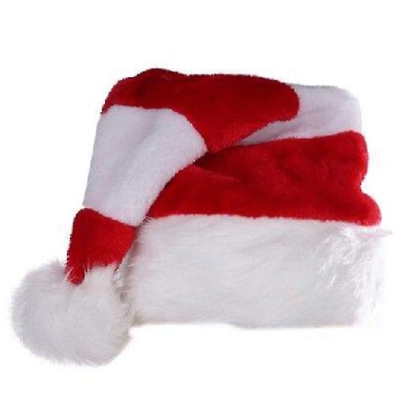 Raidallinen cap Joulupukin hattu valkoisella reunalla joulujuhliin uudenvuoden (punainen ja valkoinen)