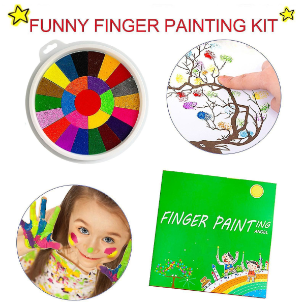 Funny Finger Painting Kit Finger Ritleksaker 40 Sidor Ritbok Finger Paints Julklappar 10ml（B）