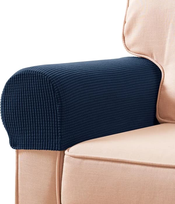 Elastiska armstödsöverdrag Stretch Soffa Armstödsöverdrag Soffa och Armstödsskydd Mjuka Soffa Armstödsöverdrag, (Marinblå)