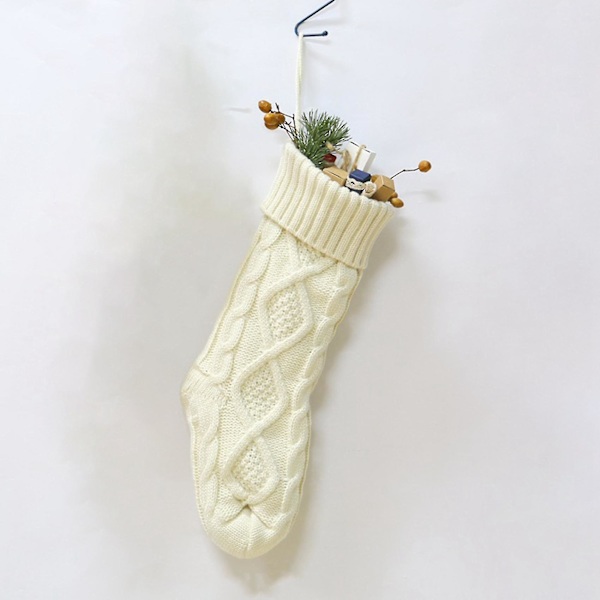 Julklappsstrumpor Stickade Ull Heminredning, Vit