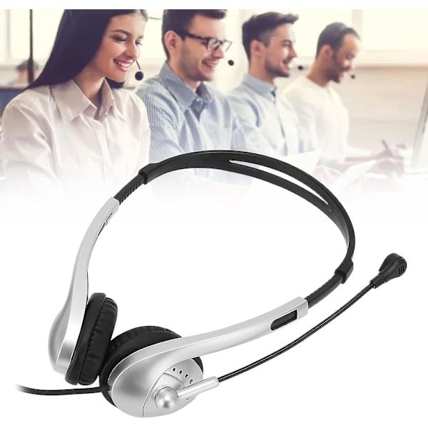 Trådbundet headset med brusreducering, isolering, binaurala affärsheadset med enkelriktad mikrofon för kundtjänst, samtalscenter, 3,5 mm