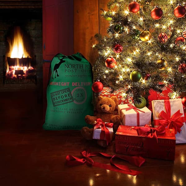 Jultomtesäck Grön - Julren Postkontor Dragkedja Presentpåse Säck