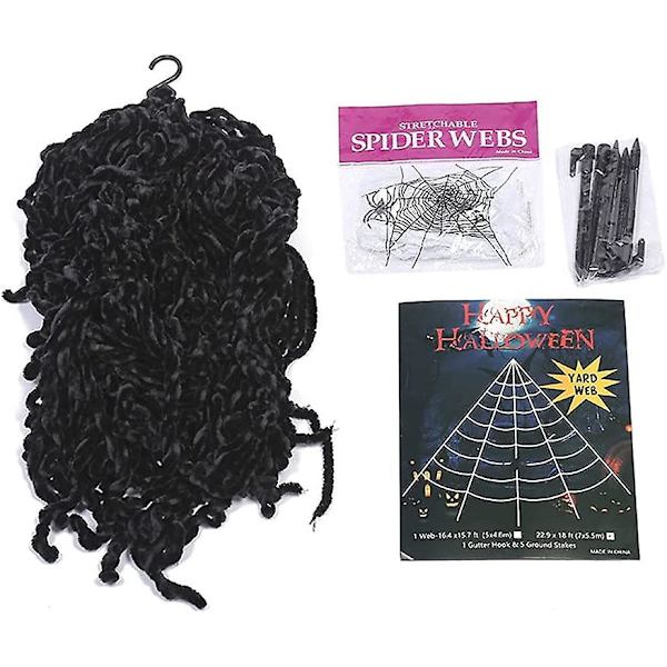 Halloween Spindelvävsdekoration, Jättelik Skrämmande Halloween Spindel Utomhus Trädgård