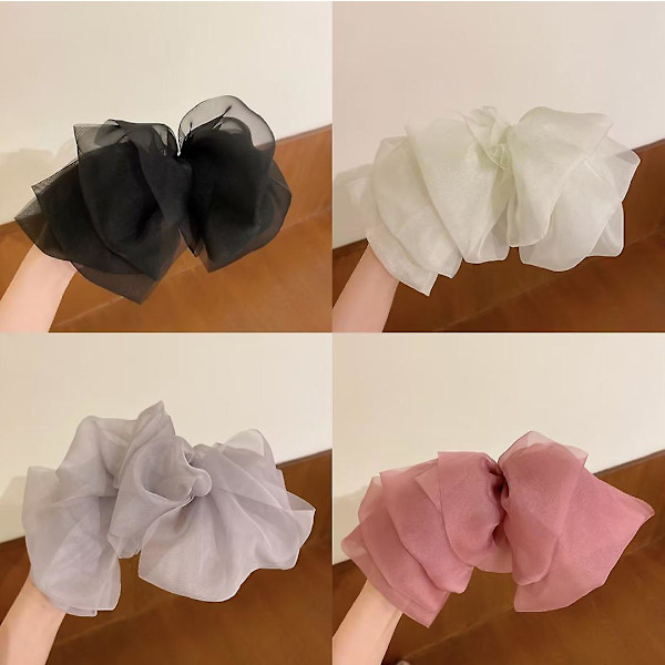 Organza Big Bow Hårklemme-4pak