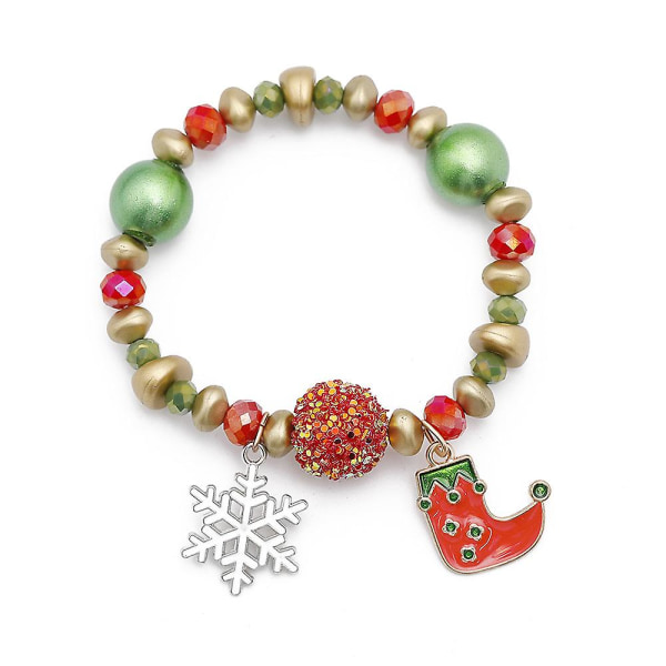 6 kpl:n set jouluhelmillä koristeltuja rannekoruja, söpöjä käsintehtyjä värikkäitä helmiä, joustavia rannekoruja , juhlalahja naisten tytöille