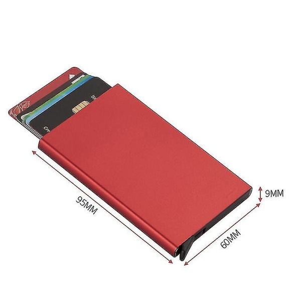 Aluminiumskortholder slankt korthus Minimalistisk kortlommebok popper opp kort for menn（rødt）