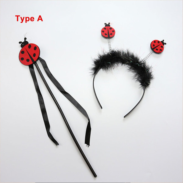 Ladybug Wings pandebånd tryllestav kostume sæt med 4 til fødselsdag Halloween fest kostume