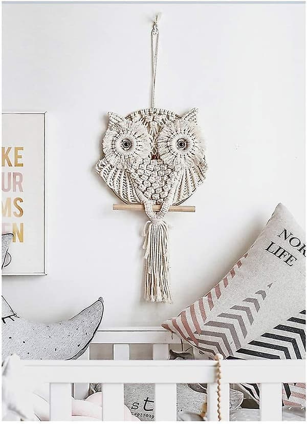 Macrame Uggla Väggbonad Kit, Bohemiska Ugglor, Drömfångare Handvävda Väggbonader