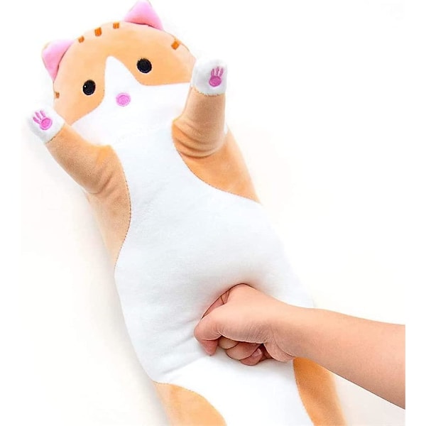 Söt Plysch Kattdocka Katt Plysch Kudde Dockleksak Mjuk Katt Fylld Djur Lång Kudde Leksak Kattunge Kroppskudde Present Till Barn Och Flickvän (brun, 90cm)