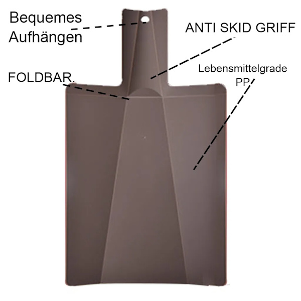 Skärbräda plast med handtag, hopfällbar, hopfällbar