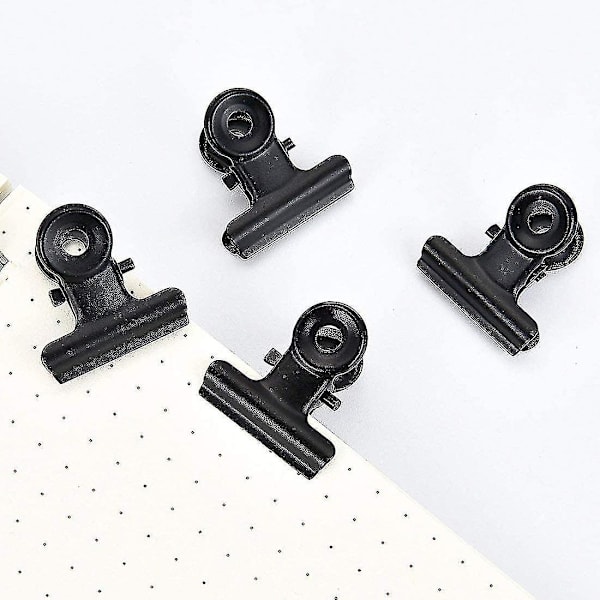 Små clips, 50 stk. metal bulldog binder clips, 22 mm bulldog papirclips, sorte hængselsclips til madposer, fotos, kontorartikler til hjemmet (sort)