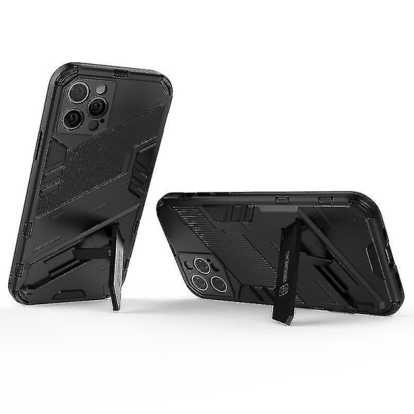 Til Iphone 12 Pro Punk Armor 2 i 1 pc + Tpu stødsikker etui med usynlig holder (sort)