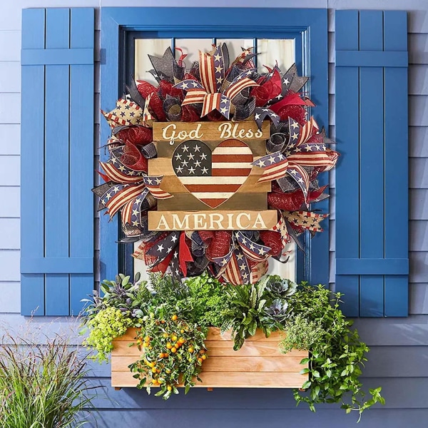 Patriotic Independence Day Wreath, 4th of July Front Door Wreath