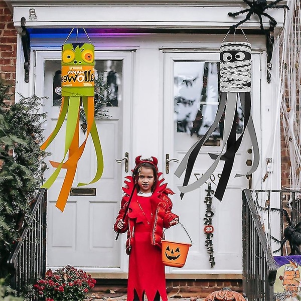 Halloween-sett Ghost Trachea Hengende Flag Ghost Ghost Flag Vanntett Ghost Outdoor Festival Dekorasjoner (1 stk-som bilde en)