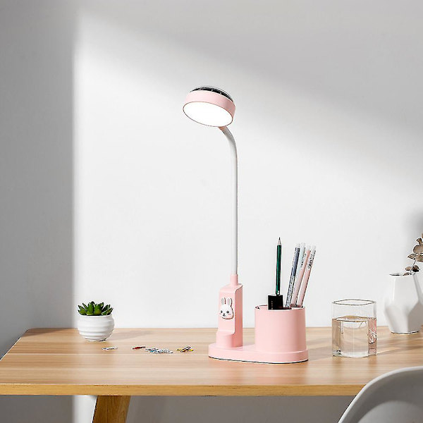 2024, børns skrivebordslampe, skrivebordslampe med penneholder, automatisk farveskiftende sengelampe, dæmpbar genopladelig LED-læselampe til børn (pin