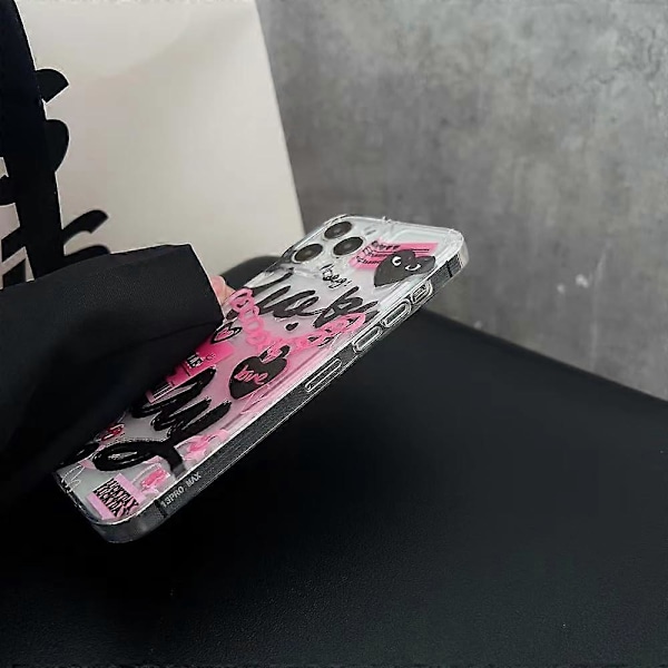 iPhone 14 Pro Skal Söt Collage Hjärta Kawaii Rolig Flickig Y2K Tryck Estetisk Design för Kvinnor Flickor Pojkar Mjuk TPU Skal