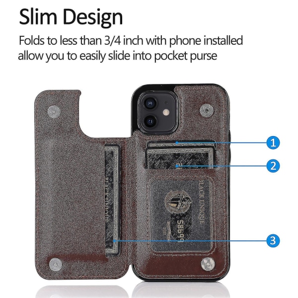 Veske Iphone 12 Mini med kortholder Pu skinn sommerfuglmønster (rødt)