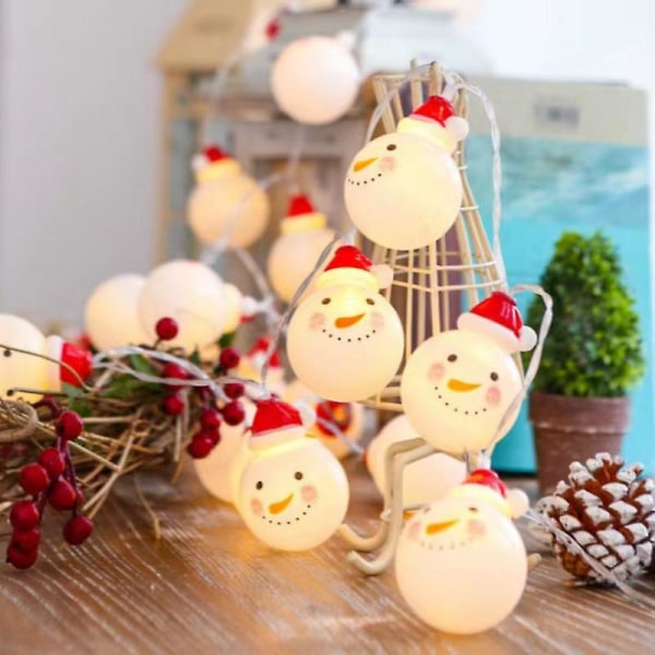 1 stk 3m julesnømann-snørelys, dekor, 20 LED-julelys, juledekor, batteridrevne fe-strenglys