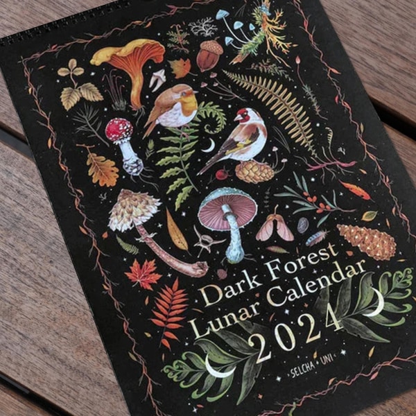 2024 Dark Forest Lunar Calendar Dark Forest Lunar Animal Calendar Art House A4 Ei koukkua