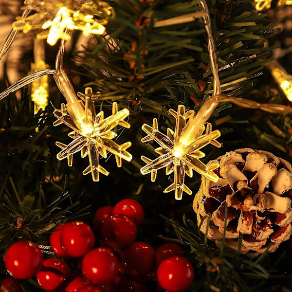 2 Pack 100 LED Snöflingeljus Juldekorationer - Vinterland Hängande Strängljus Dekor För Semester Jul Inomhus Utomhus Festtillbehör (