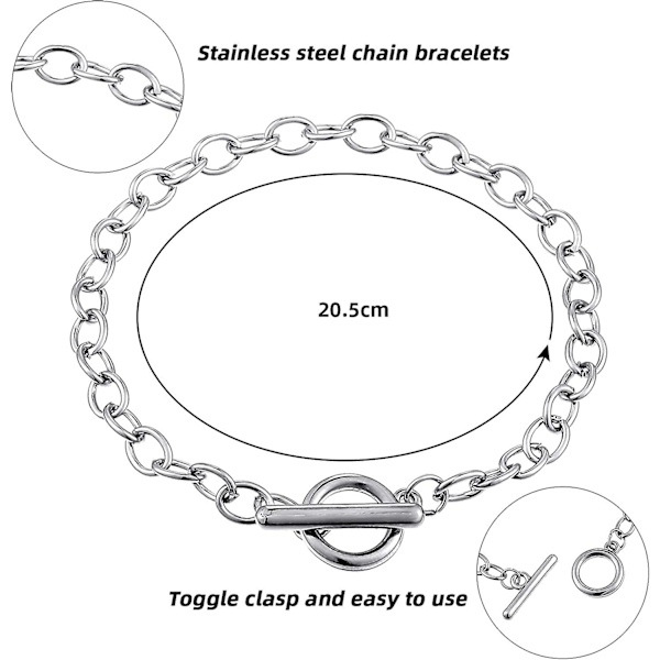 24 stycken armbandskedjor med OT-spänne i rostfritt stål, armbandskedjor för DIY-smyckestillverkning, armbandskedjor för kvinnor, DIY-smyckeshantverk S