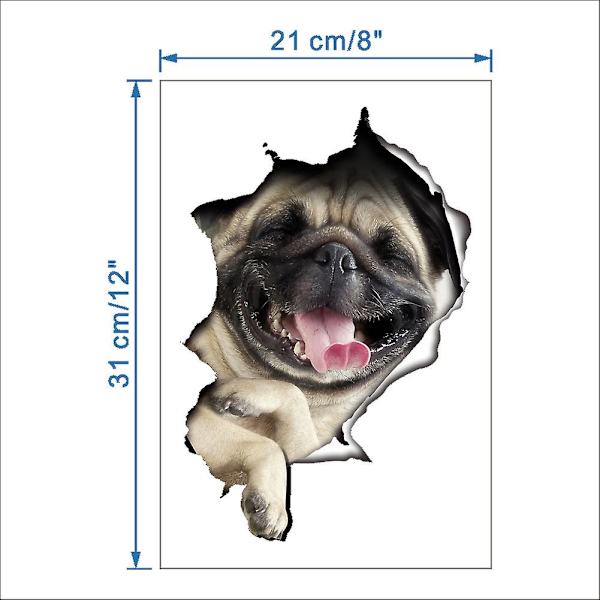 2 stycken Dogtoilet Flush Toalettdekal PVC-material Väggdekoration Katttema Kommer Ut Ur Hålet Väggdekal Färgglad Väggdekal