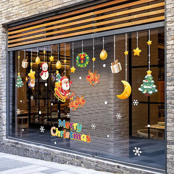 Julevindue klæber klistermærker Julenisse Gnome vinduesdekorationer Jule vinduesmærkater 1723 tommer