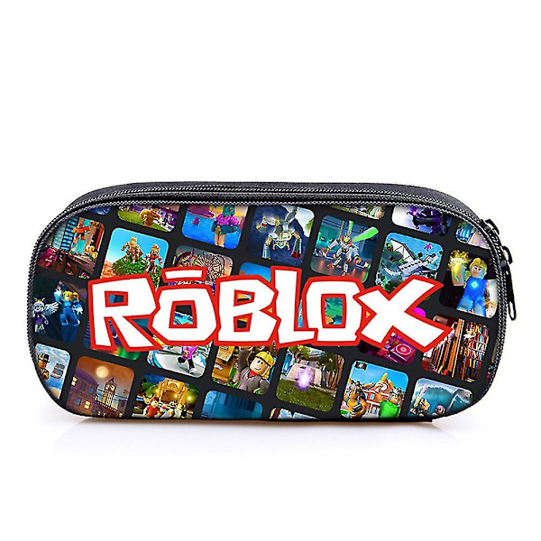 Roblox Kids Boys Girls Stor Kapasitet Blyantveske Penn Bag Student Skole Stasjonær Organizer Pouch Gaver（E）