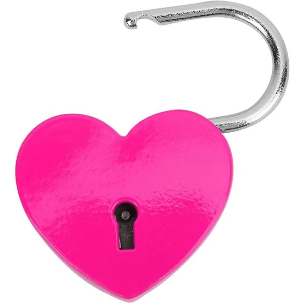 Riippulukko, Metallinen sydämen muotoinen lukko avaimella, metallinen lukko matkalaukkupäiväkirjakirjakorurasiaan (ruusunpunainen)