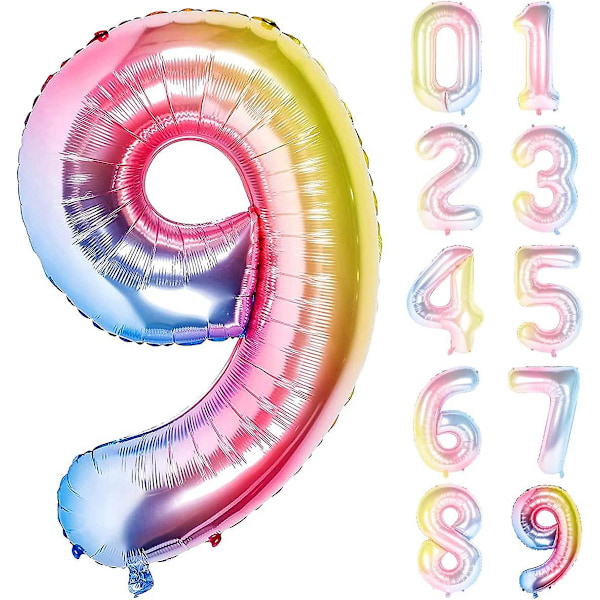 Nummer 7 Pastell Regnbåge Folieballong För Flickans 7-årsdagsfest, 40 Tum Lol Partys Helium Ballon För Barnkalas